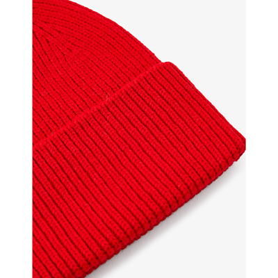 Shop Colorful Standard Mens Scarlet Red Folded-brim Recycled-wool Beanie