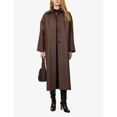 Shop Kassl Editions Women's Dark Brown Original Relaxed-fit Rubberised Coat
