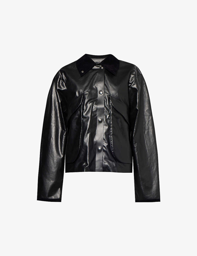 Shop Kassl Editions Women's Black Hunting Corduroy-trim Stretch-cotton Jacket