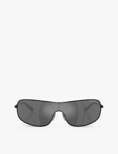 Shop Michael Kors Men's Black Mk1139 Aix Rectangle-frame Metal Sunglasses