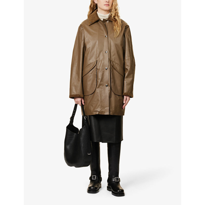 Shop Kassl Editions Women's Mud Spread-collar Corduroy-trim Coated-cotton Jacket