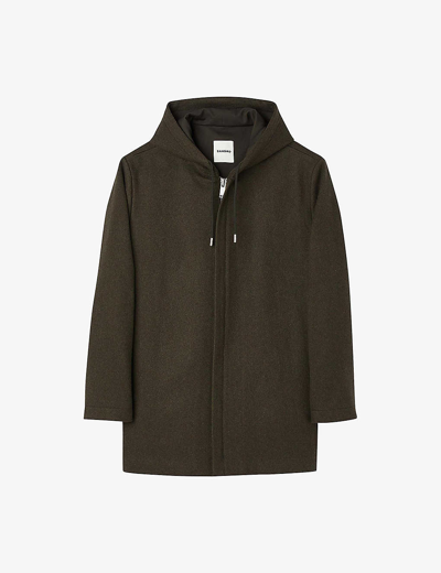 Shop Sandro Men's Verts Drawstring Hood Mid-length Wool-blend Coat