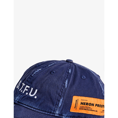 Shop Heron Preston Mens Blue Brand-embroidered Cotton Cap