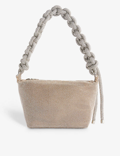 Shop Kara Womens Ecru / White Cobra Crystal-mesh Shoulder Bag 1 Size