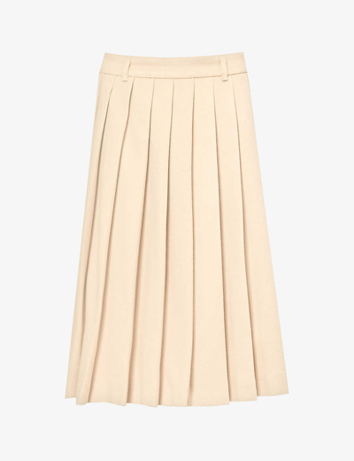 Shop Miu Miu Womens Sabbia Pleated Wool-blend Velour Skirt