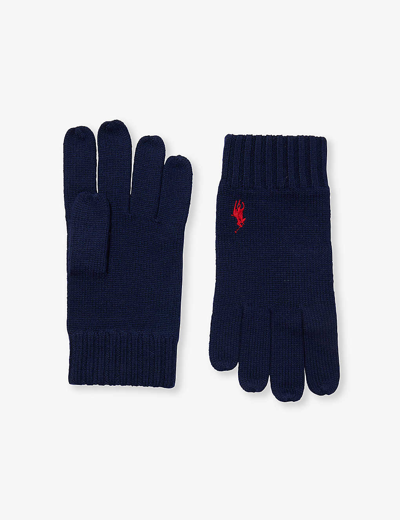 Shop Polo Ralph Lauren Mens Hunter Navy Prl Merino Gloves