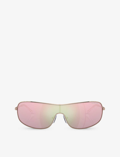 Shop Michael Kors Men's Gold Mk1139 Aix Mirrored Metal Sunglasses