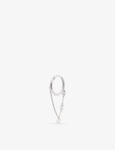 Shop Persée Paris 18ct White-gold And 0.26ct Diamond Single Hoop Earring In White Gold