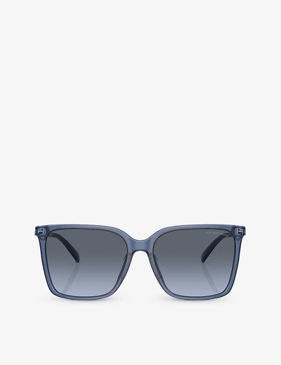 Shop Michael Kors Women's Blue Mk2197u Canberra Round-frame Acetate Sunglasses
