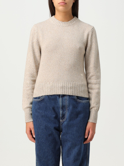 Shop Ami Alexandre Mattiussi Sweater Ami Paris Woman Color Beige