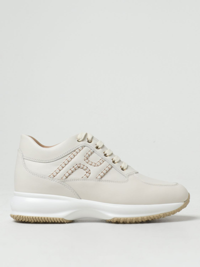 Shop Hogan Interactive Leather Sneakers In Ivory