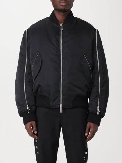 Off-white For Ever Padded Arrow Bomber Jacket With Decorative Zips In Black