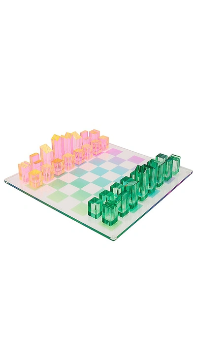 Shop Sunnylife Ombre Lucite Chess & Checkers In Blue