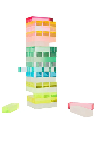 Shop Sunnylife Ombre Lucite Jumbling Tower In Red