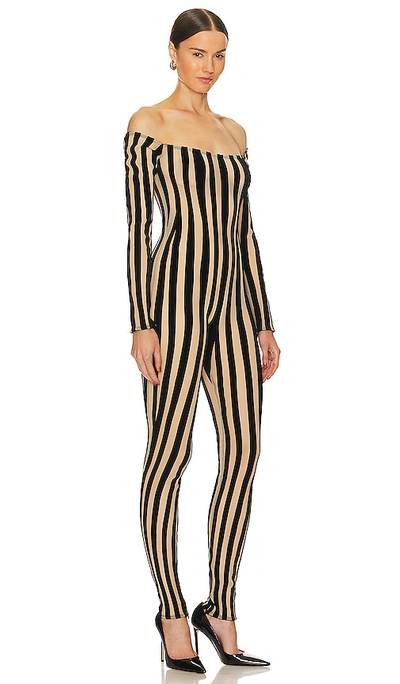 Shop Laquan Smith Off Shoulder Catsuit With Zipper Detail In Black