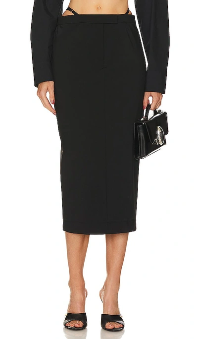 Shop Alexander Wang Fitted Long Skirt With Logo And Elastic G String In Black