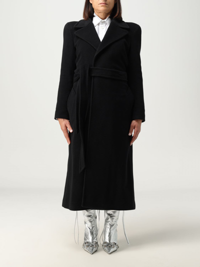 Shop Balenciaga Coat In Cupro In Black