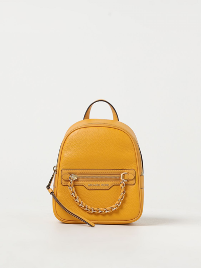 Shop Michael Kors Michael  Elliot Leather Backpack With Logo In Gold