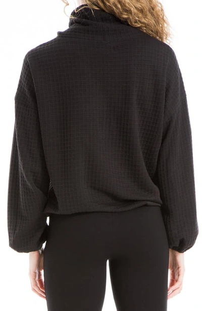 Max Studio Funnel Neck Waffle Knit Pullover In Black