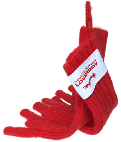 Shop Charles Jeffrey Loverboy Red Patch Gloves