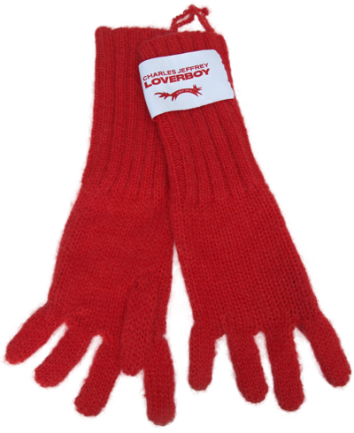 Shop Charles Jeffrey Loverboy Red Patch Gloves