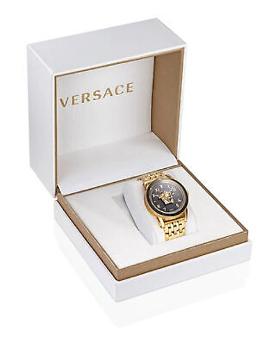 Pre-owned Versace Mens V-palazzo Ip Yellow Gold 43mm Bracelet Fashion Watch