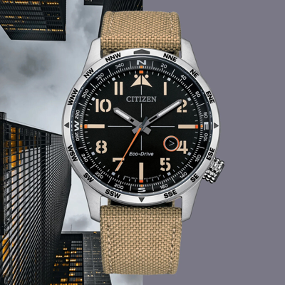 Pre-owned Citizen Aviator Bm7550-10e Black Dial 43mm Sports 10atm Watch - Brand