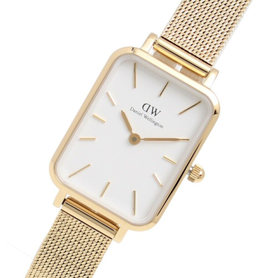 Pre-owned Daniel Wellington Watch Quadro Pressed Evergold Dw00100556 Gold White