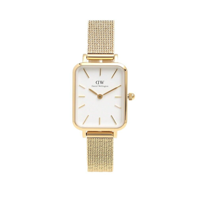 Pre-owned Daniel Wellington Watch Quadro Pressed Evergold Dw00100556 Gold White