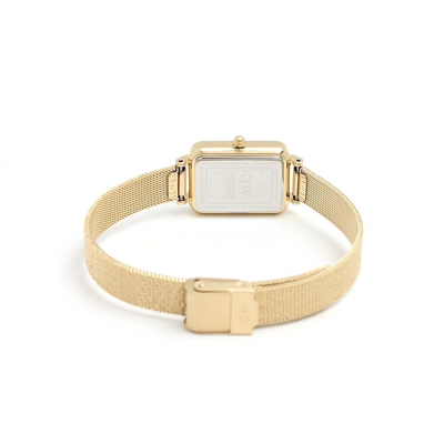 Pre-owned Daniel Wellington Watch Quadro Pressed Evergold Dw00100556 Gold White