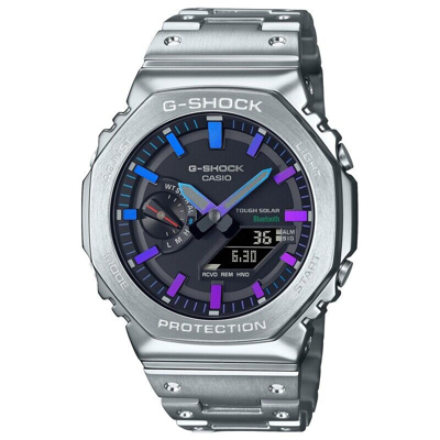 Pre-owned Casio G-shock Gm-b2100pc-1ajf Rainbow X Silver Metal Analog Digital Men Watch