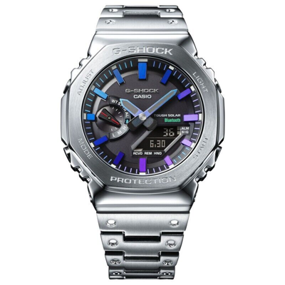 Pre-owned Casio G-shock Gm-b2100pc-1ajf Rainbow X Silver Metal Analog Digital Men Watch