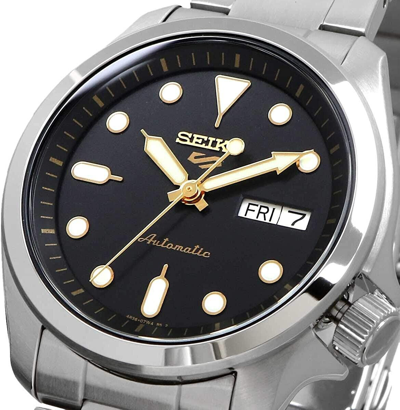 Pre-owned Seiko 5 Srpe57k1 Stainless Steel Automatic Analog Mens Watch 100m Wr Srpe57