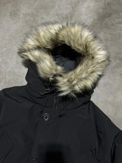 Pre-owned Polo Ralph Lauren Down Parka Jacket Black Mens Fur Puffer Winter