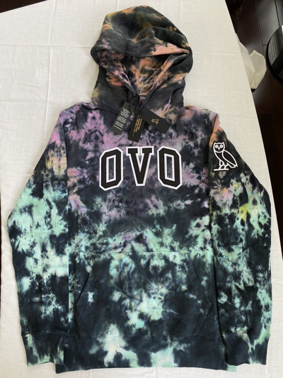 Pre-owned Ovo Tie Dye Arch Hoodie Owl 2019 Blue Multi Color October's Very Own Drake In Multicolor