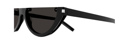 Pre-owned Saint Laurent Sl 563 001 Black/black Semi Rimless Cat-eye Unisex Sunglasses