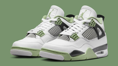 Pre-owned Jordan Nike Wmns Air  4 Retro Seafoam Oil Green Aq9129-103 Us 5-15 Brand In White