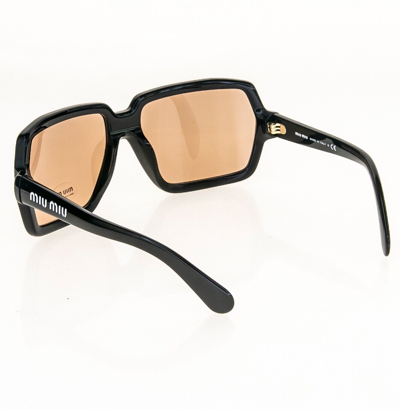Pre-owned Miu Miu Core Mu06ws Black Geometric Square Oversized Fashion Sunglasses 06w In Brown