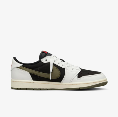 Pre-owned Jordan W Nike Air  1 Retro Low X Travis Scott Medium Olive Sail Black Dz4137-106 In Sail/university Red/black/medium Olive