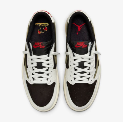 Pre-owned Jordan W Nike Air  1 Retro Low X Travis Scott Medium Olive Sail Black Dz4137-106 In Sail/university Red/black/medium Olive