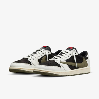 Pre-owned Jordan W Nike Air  1 Retro Low X Travis Scott Medium Olive Sail Black Dz4137-106 In Sail/university Red/black/medium Olive