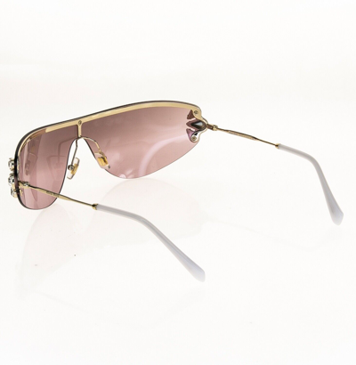 Pre-owned Miu Miu Core Mu66us Crystal Gold Pink Mirrored Jewel Wrap Metal Sunglasses 66u In Zvn-7l1
