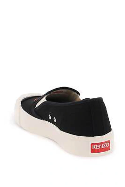 Pre-owned Kenzo Shoes Sneakers Slipon School Men Sz. 44 Black Fd55sn005f73 99 In Nero