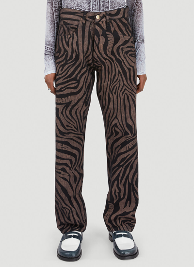 Pre-owned Slam Jam Aries X  Tiger Print Batten Jeans, Black/brown - W Sizes 28, 30, 32 In Brown/black