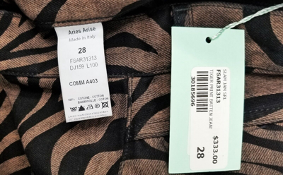 Pre-owned Slam Jam Aries X  Tiger Print Batten Jeans, Black/brown - W Sizes 28, 30, 32 In Brown/black