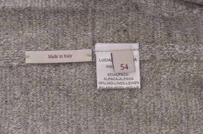 Pre-owned Luciano Barbera Sport Coat Sweater Size 44 Us Xl Brown Cream Alpaca Linen In Ivory
