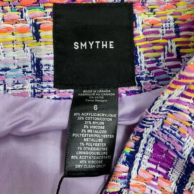 Pre-owned Smythe Cropped Db Jacket Women's Size 6 Violet Jacquard In Purple