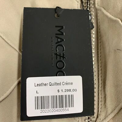 Pre-owned Maceoo Leather Quilted Jacket Men's Size L Creme In Beige