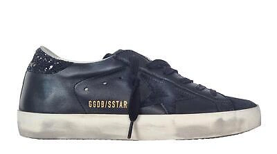 Pre-owned Golden Goose Women's Shoes Superstar Vintage Leather And Glitter 90100 Black