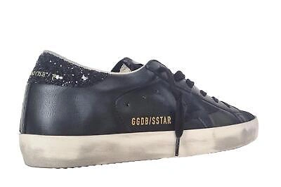 Pre-owned Golden Goose Women's Shoes Superstar Vintage Leather And Glitter 90100 Black